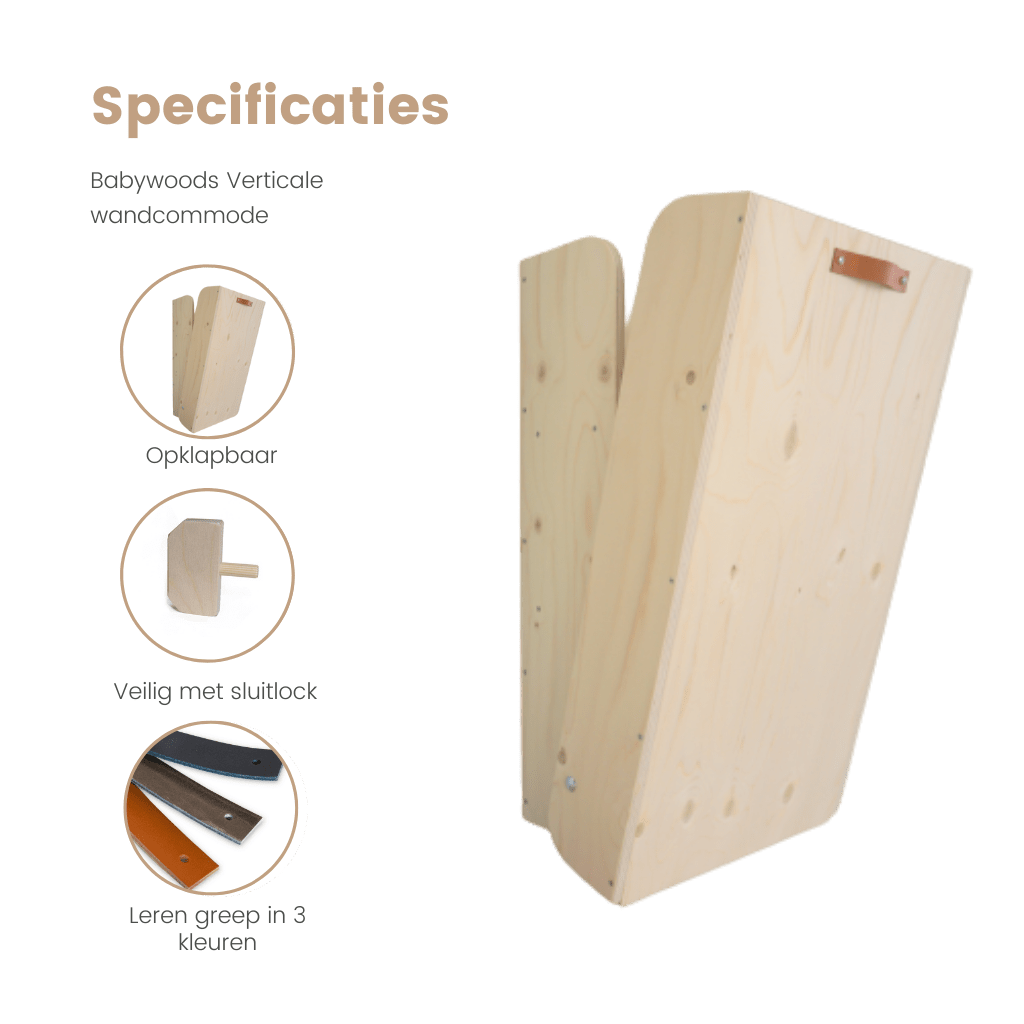 Opklapbare Wandcommode Verticaal - Babywoods, Dé wandcommode specialist van Nederland!