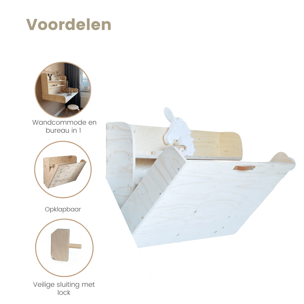 Opklapbare Wandcommode & Wandbureau in 1 - Large - Babywoods, Dé wandcommode specialist van Nederland!