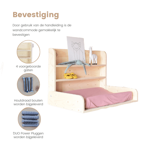 Opklapbare Wandcommode & Wandbureau in 1 - Medium - Babywoods, Dé wandcommode specialist van Nederland!