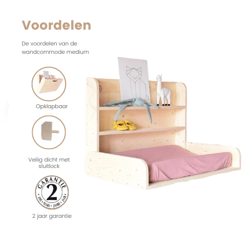 Opklapbare Wandcommode & Wandbureau in 1 - Medium - Babywoods, Dé wandcommode specialist van Nederland!