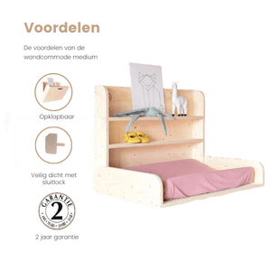 Opklapbare Wandcommode & Wandbureau in 1 - Medium - Babywoods, Dé wandcommode specialist van Nederland!