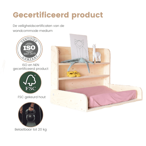 Opklapbare Wandcommode & Wandbureau in 1 - Medium - Babywoods, Dé wandcommode specialist van Nederland!
